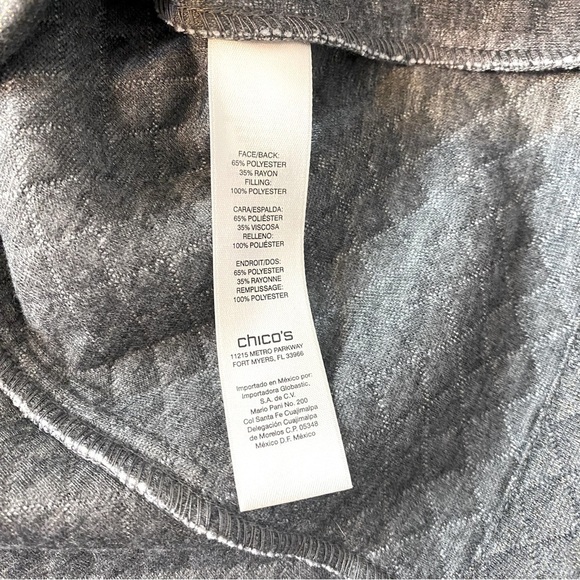 Chico’s Grey Gold Shimmer Quilted Zip Up Jacket Size M - Picture 6 of 6
